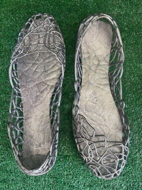 Metallic Silver Jelly Flats WOMENS SIZE 9